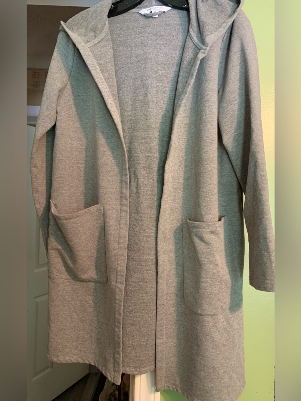 Realcomforts by Chadwicks Gray Hooded Longline Open-Front Coatigan